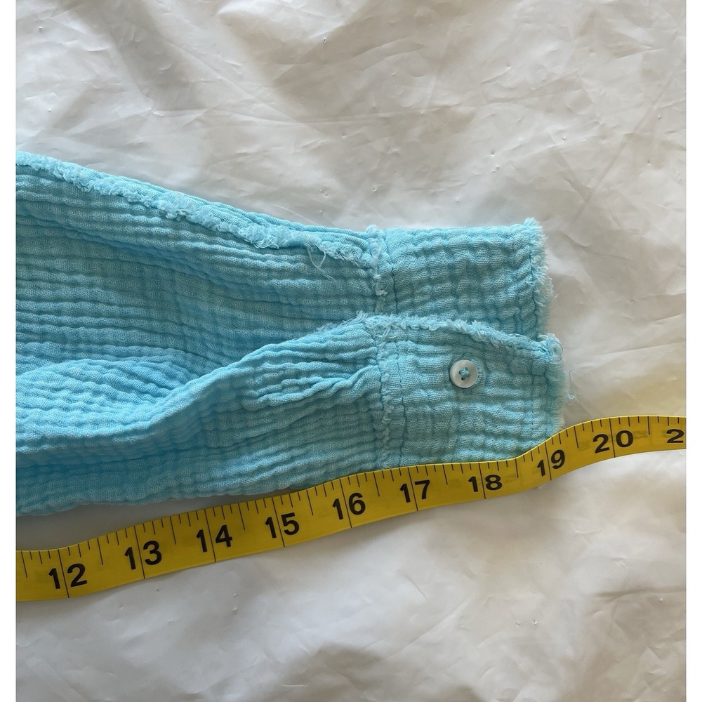 Aerie Pool To Party Shirt Gauze Small Blue Coastal Beach Vacation Boho Summer - Picture 8 of 9